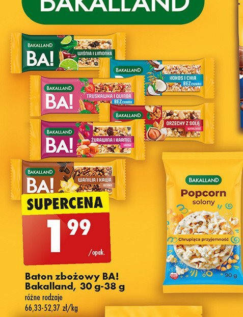 Baton 5 zbóż truskawka z quinoa Bakalland ba! promocja