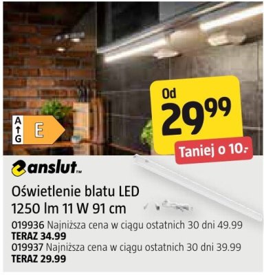 Oświetlenie blatu LED Anslut 1250 lm 11 W 91 cm promocja w Jula