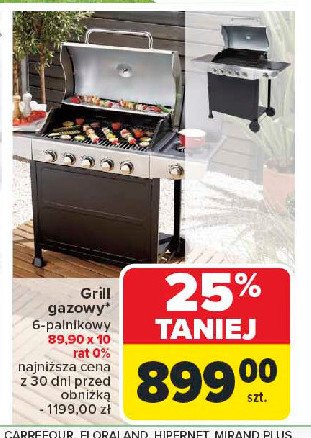 Grill gazowy 6-palnikowy promocja w Carrefour