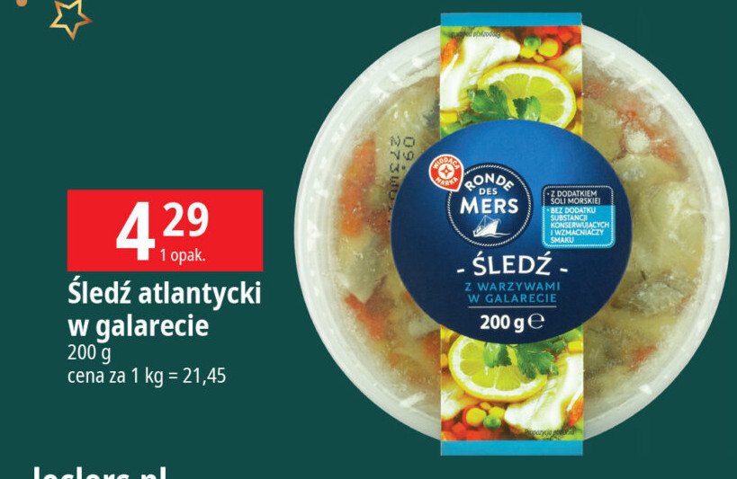 Śledź atlantycki z warzywami w galarecie Wiodąca marka ronde des mers promocja w Leclerc