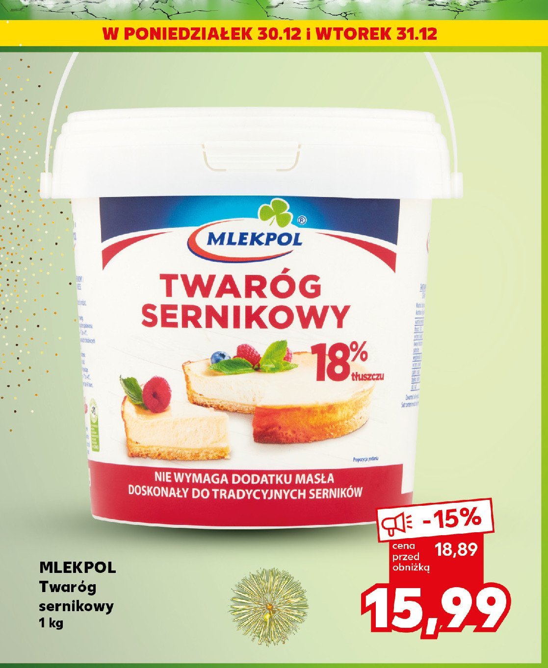 Twaróg sernikowy 18% Mlekpol promocja