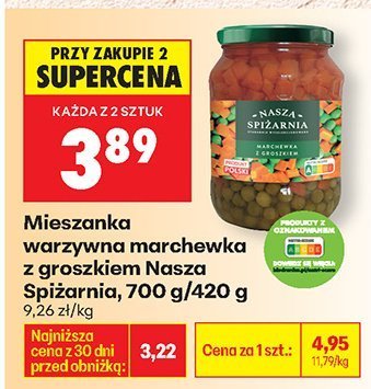 Mieszanka warzywna marchewka z groszkiem  promocja w Biedronka