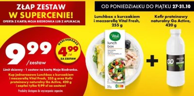 Zestaw: Lunchbox z kurczakiem i mozzarellą Vital Fresh + kefir proteinowy naturalny Go Active  promocja w Biedronka