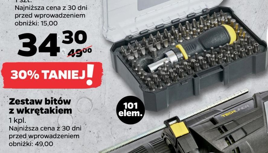 Zestaw bitów z wkrętakiem Techliner promocja