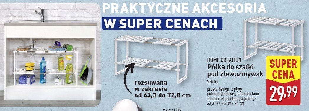 Półka pod zlewozmywak Home creation promocja w Aldi