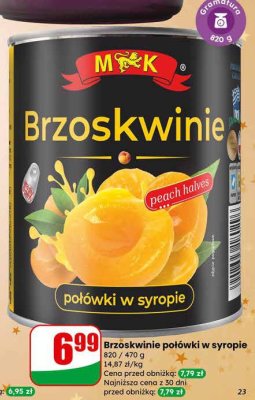 Brzoskwinie połówki w syropie promocja w Dino