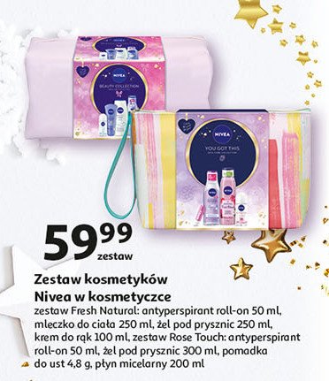 Zestaw w kosmetyczce beauty collection żel pod prysznic creme soft 250 ml + szampon diamond gloss 250 ml + mleczko do ciała wygładzające 200 ml + dezodorant black & white invisible clear 50 ml Nivea zestaw promocja