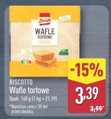 Wafle tortowe BISCOTTO promocja w Aldi