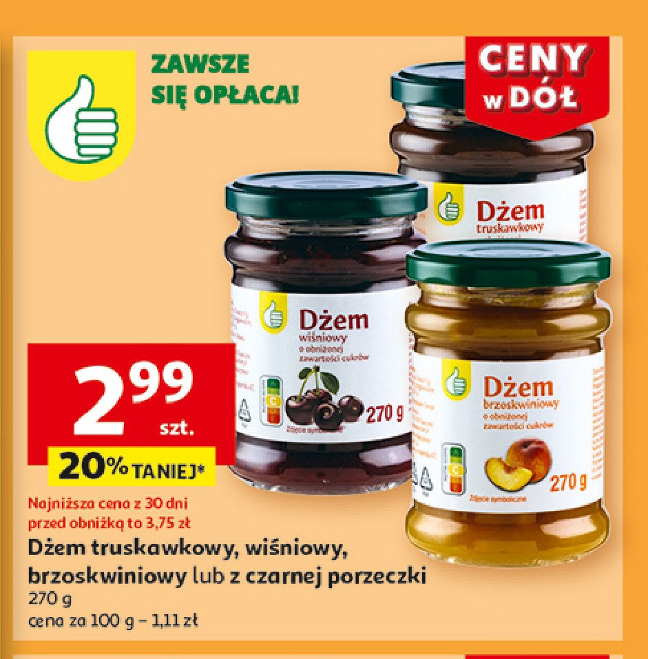 Dżem czarna porzeczka Podniesiony kciuk promocja w Auchan