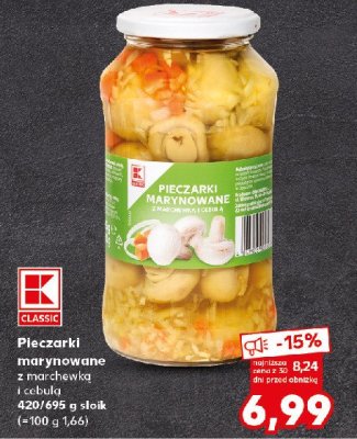 Pieczarki marynowane z marchewką i cebulą K-classic promocja