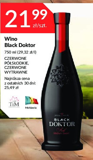 Wino półsłodkie BLACK DOCTOR promocja