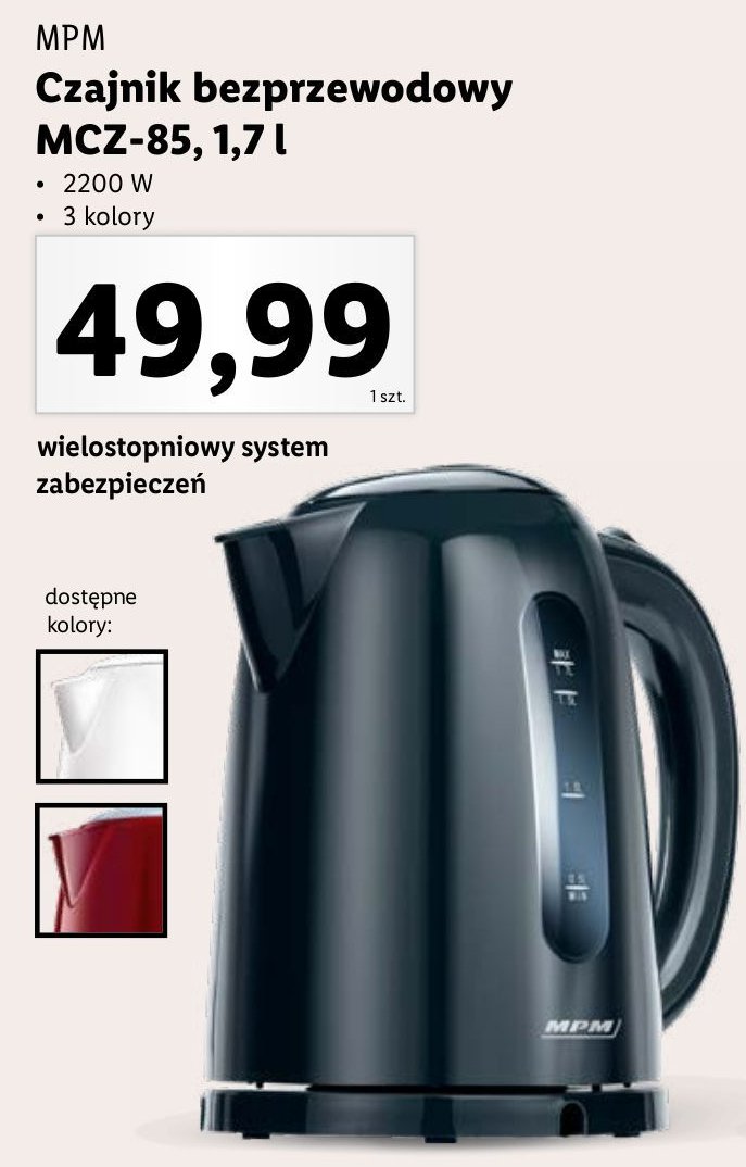 Czajnik bezprzewodowy mcz-85 czarny Mpm product promocja