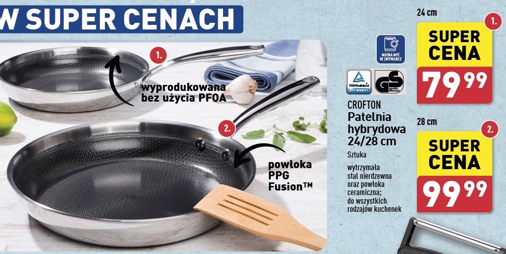 Patelnia hybrydowa 28 cm Crofton promocja w Aldi