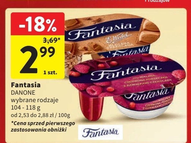 Jogurt z kawałkami mlecznej czekolady Danone fantasia e. wedel promocja