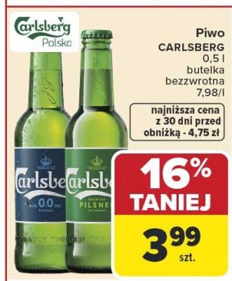 Piwo CARLSBERG 0,5 l butelka bezzwrotna promocja w Carrefour Market