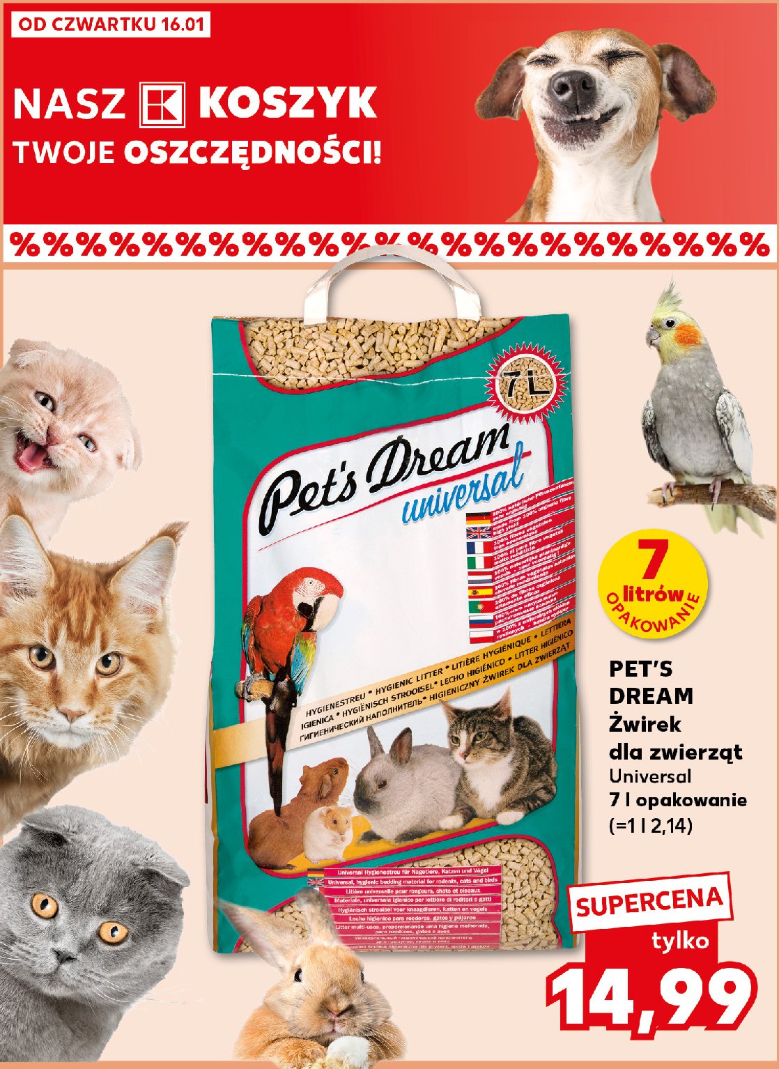 Żwirek drewniany uniwersalny Pet's dream promocja