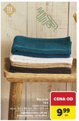 Ręcznik TEX różne kolory, wym. 50 x 80 cm, 70 x 120 cm promocja w Carrefour