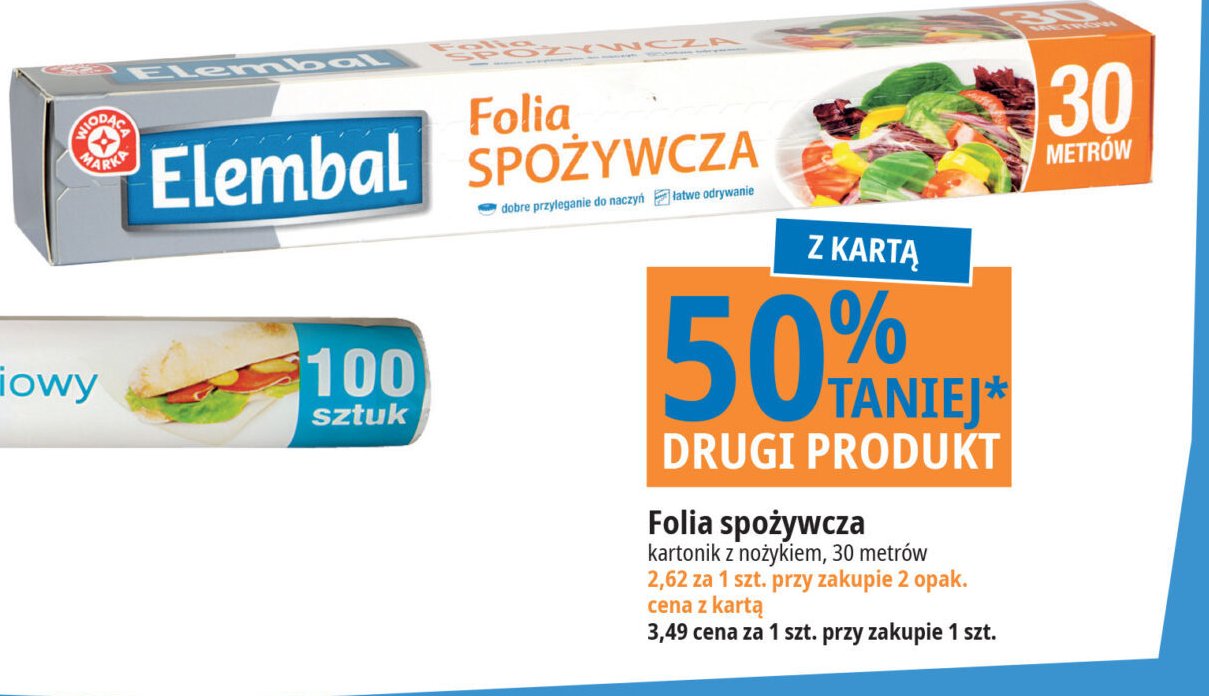 Folia spożywcza z nożykiem 30 m Wiodąca marka elembal promocja w Leclerc