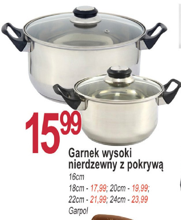 Garnek nierdzewny z pokrywką żaroodporną 16 cm Garpol promocja w Carrefour