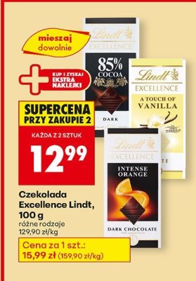 Czekolada Excellence Lindt, 100 g różne rodzaje promocja w Biedronka
