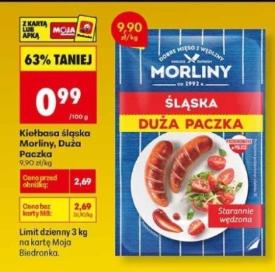 Kiełbasa śląska Morliny Duża Paczka promocja w Biedronka