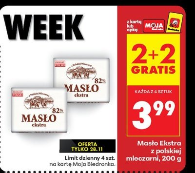 Masło Ekstra z polskiej mleczarni promocja w Biedronka