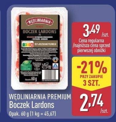 Boczek Lardons WĘDLINIARNIA PREMIUM promocja w Aldi