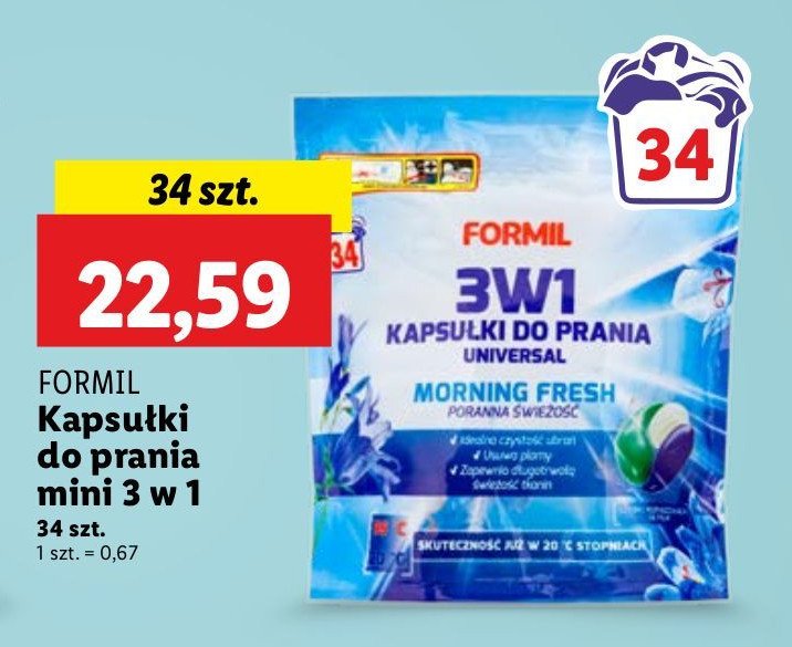 Kapsułki do prania morning fresh Formil 3in1 caps promocja w Lidl