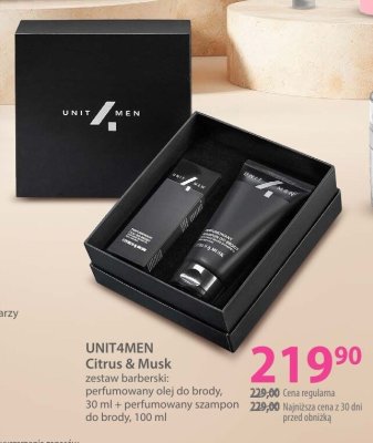 Zestaw barberski UNIT4MEN Citrus & Musk perfumowany: 30 ml + perfumowany szampon do brody 100 ml promocja w Hebe