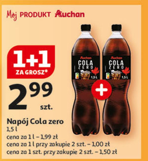 Napój cola zero Auchan różnorodne (logo czerwone) promocja