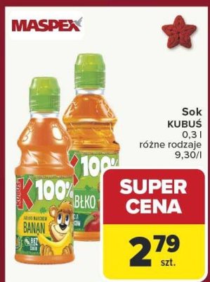 Sok KUBUŚ różne rodzaje promocja w Carrefour