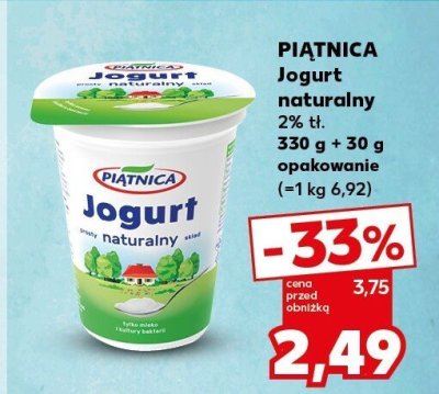 Jogurt naturalny 2% tł. 330g + 30g promocja w Kaufland