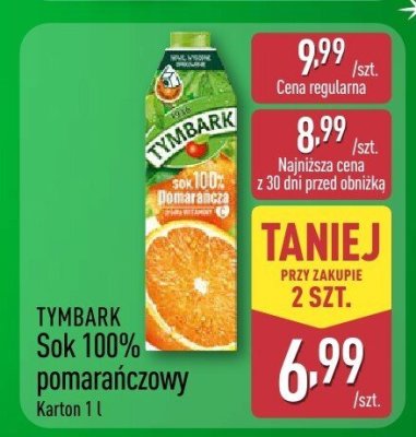 Sok Tymbark 100% pomarańczowy 1l promocja w Aldi