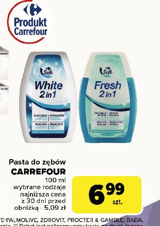 Pasta do zębów white 2w1 Carrefour promocja w Carrefour