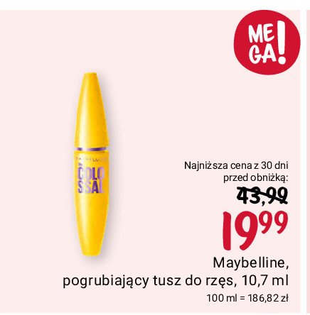 Tusz do rzęs glam black Maybelline colossal volum' express promocja