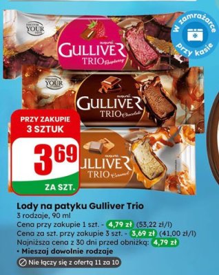 Lody na patyku Gulliver Trio promocja w Dino