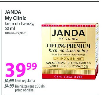 Krem na dzień dobry Janda my clinic lifting premium promocja w Hebe