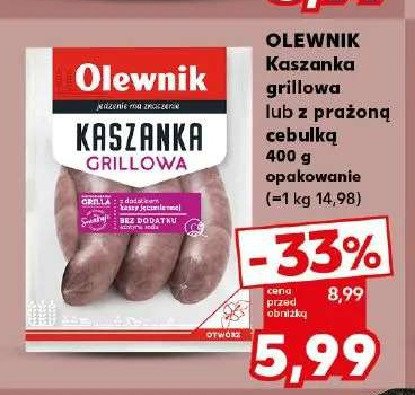 Kaszanka z cebulką prażoną Olewnik promocja