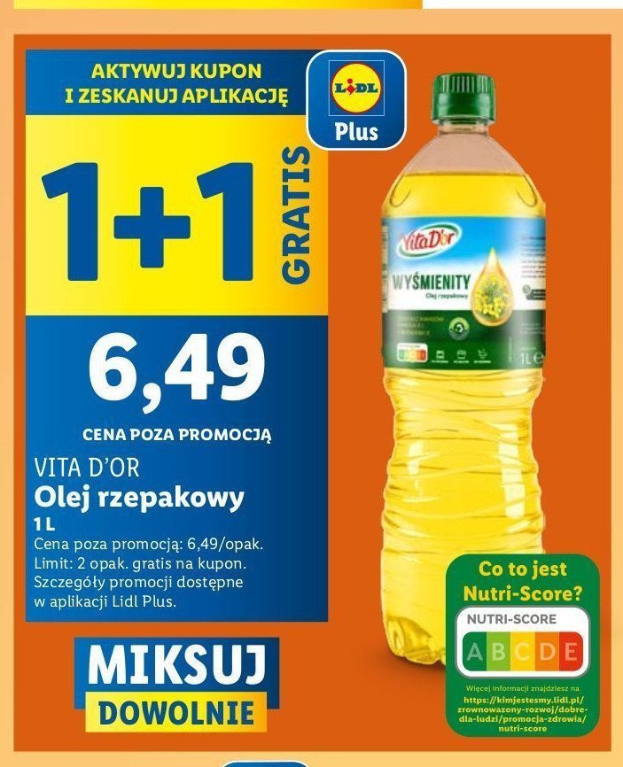 Olej rzepakowy Vita d'or promocja