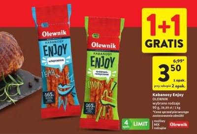 Kabanosy Enjoy OLEWNIK wybrane rodzaje promocja w Intermarche