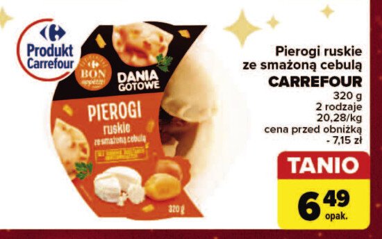 Pierogi z mięsem ze smażoną cebulką Carrefour bon appetit! promocja