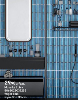 Mozaika Luisa finger blue promocja w Castorama