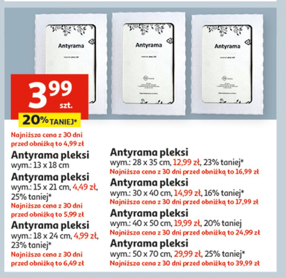 Antyrama pleksi 15 x 21 cm promocja