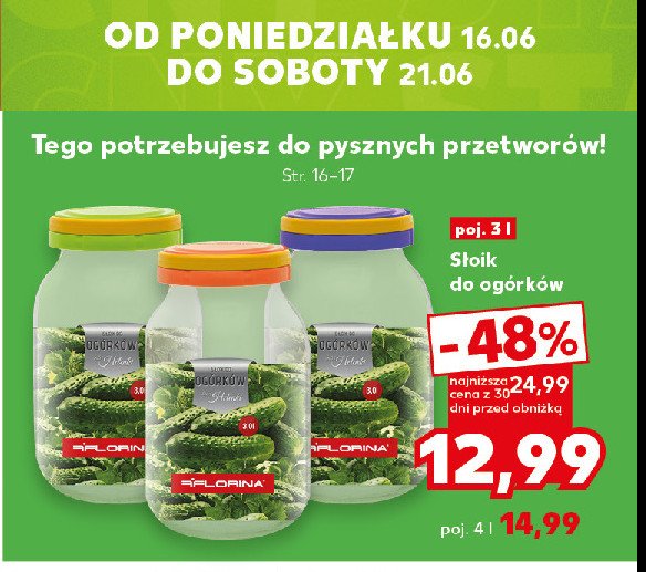 Słoik do ogórków 4 l Florina (florentyna) promocja w Kaufland