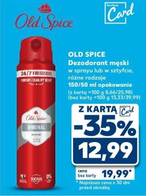 Dezodorant męski w sprayu lub w sztyfcie różne rodzaje Original promocja w Kaufland