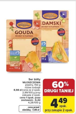 Ser żółty Włoszczowa, Damski różne rodzaje, plastry 150g promocja