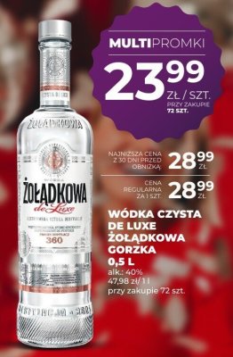 Wódka czysta De Luxe Żołądkowa Gorzka 0,5 l promocja w Duży Ben