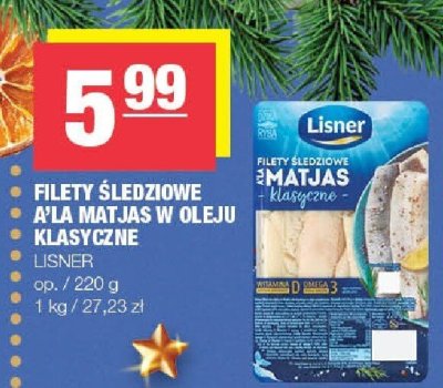 Filety śledziowe a'la Matjas w oleju klasyczne LISNER promocja w SPAR