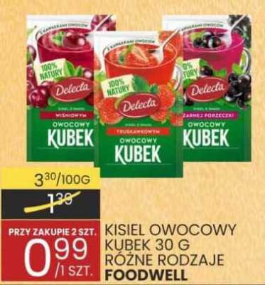 Kisiel owocowy Kubek Delecta różne rodzaje: truskawkowy, wiśniowy, czarna porzeczka promocja w Wafelek