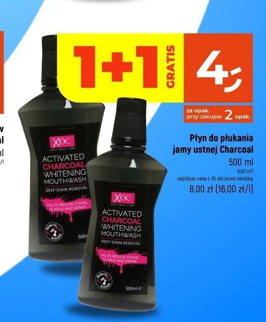 Płyn do jamy ustnej XPEL XOC ORAL CARE CHARCOAL promocja